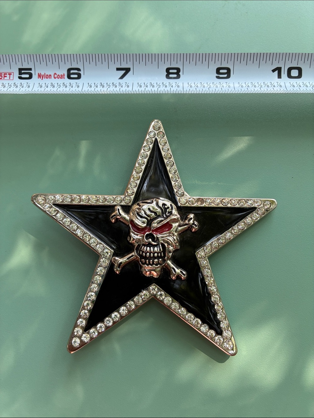 Skull Star Rhinestone Belt Buckle Western Gothic Biker